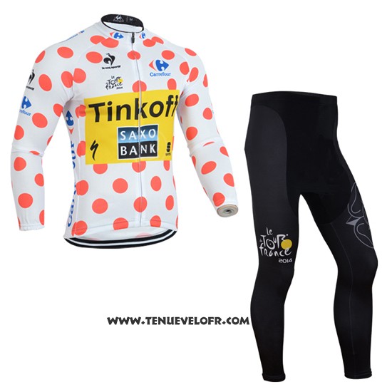 2014 Maillot Ciclismo Saxobank Lider Blanc et Rouge Manches Longues et Cuissard